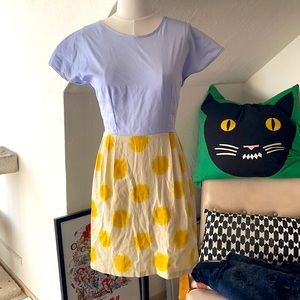 Lorick cotton mini day dress Y2K blue yellow 2 xs Gossip Girl